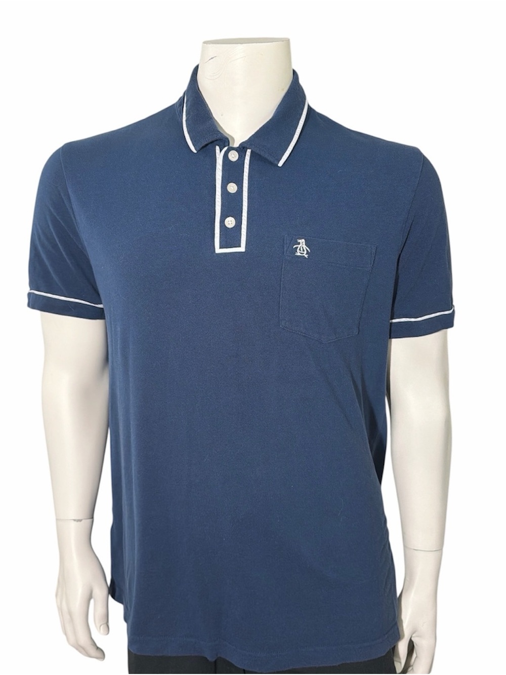 Original Penguin Navy Polo with White Piping